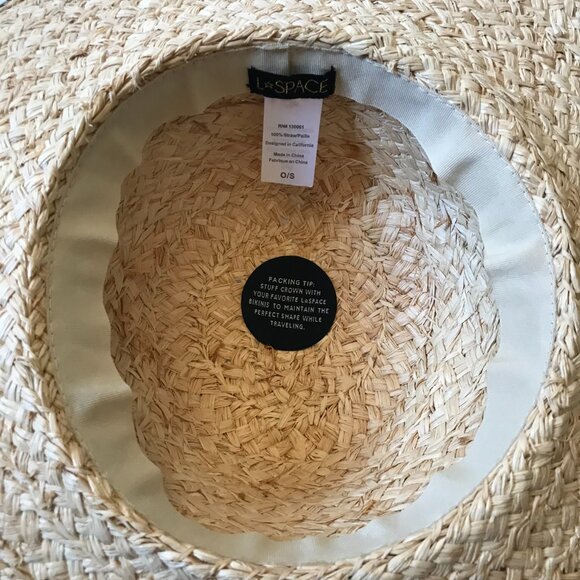 L*Space Beth Floppy Straw Sun Hat Womens OS Tan Brown Black Woven Beach Pool main image 7